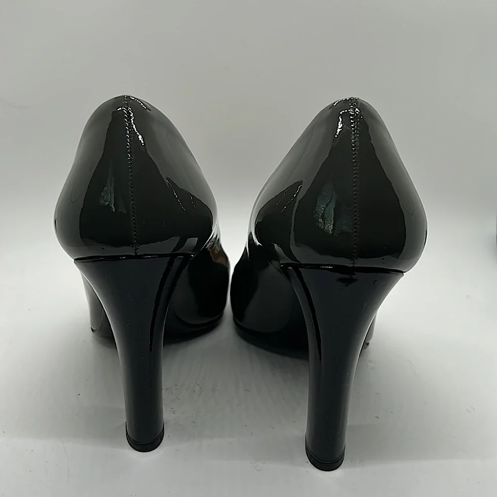 Prada Authenticated Black/Dark Gray Leather High Heels Shoes *Sz 37.5/US Sz 7.5* - Picture 6 of 11